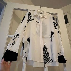 SportMax Silk Blouse with Floral and Leaf Print